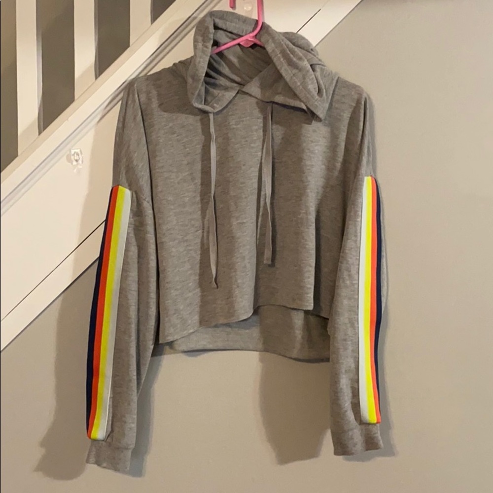Wild Fable Cropped Gray Hooded Sweatshirt - Picture 1 of 4
